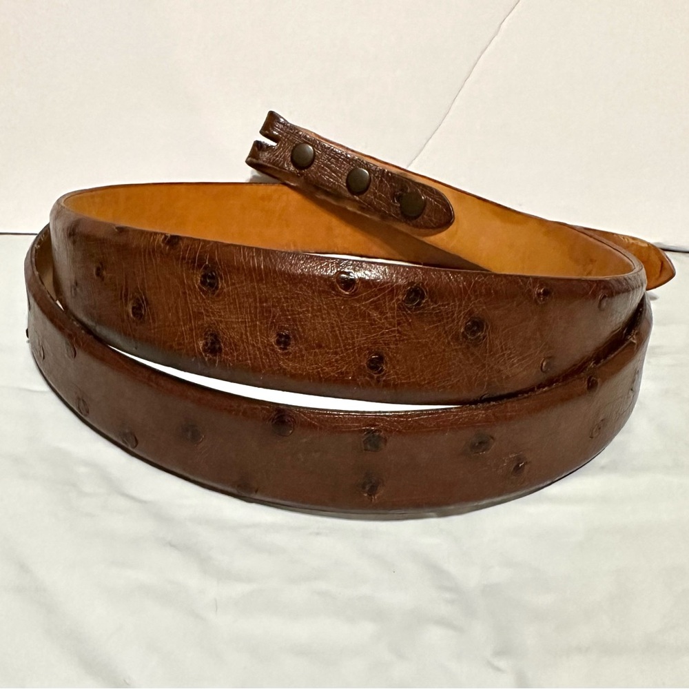 SADDLEBAGS Rust Brown Genuine Ostrich Leather Belt‎ 46